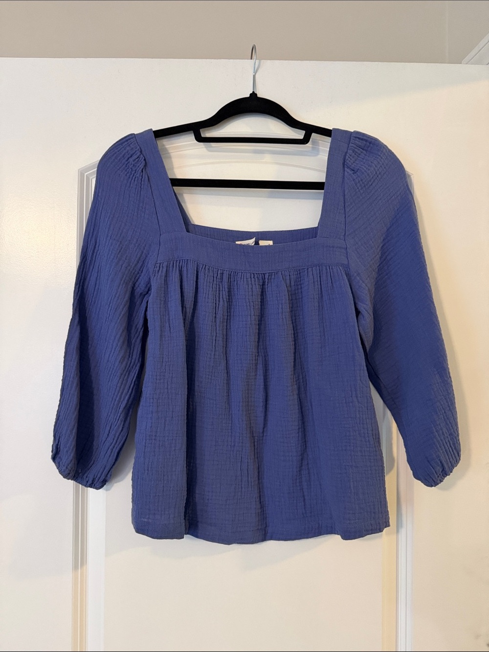 Marine Layer Periwinkle Blue Square-Neck Gauze Top